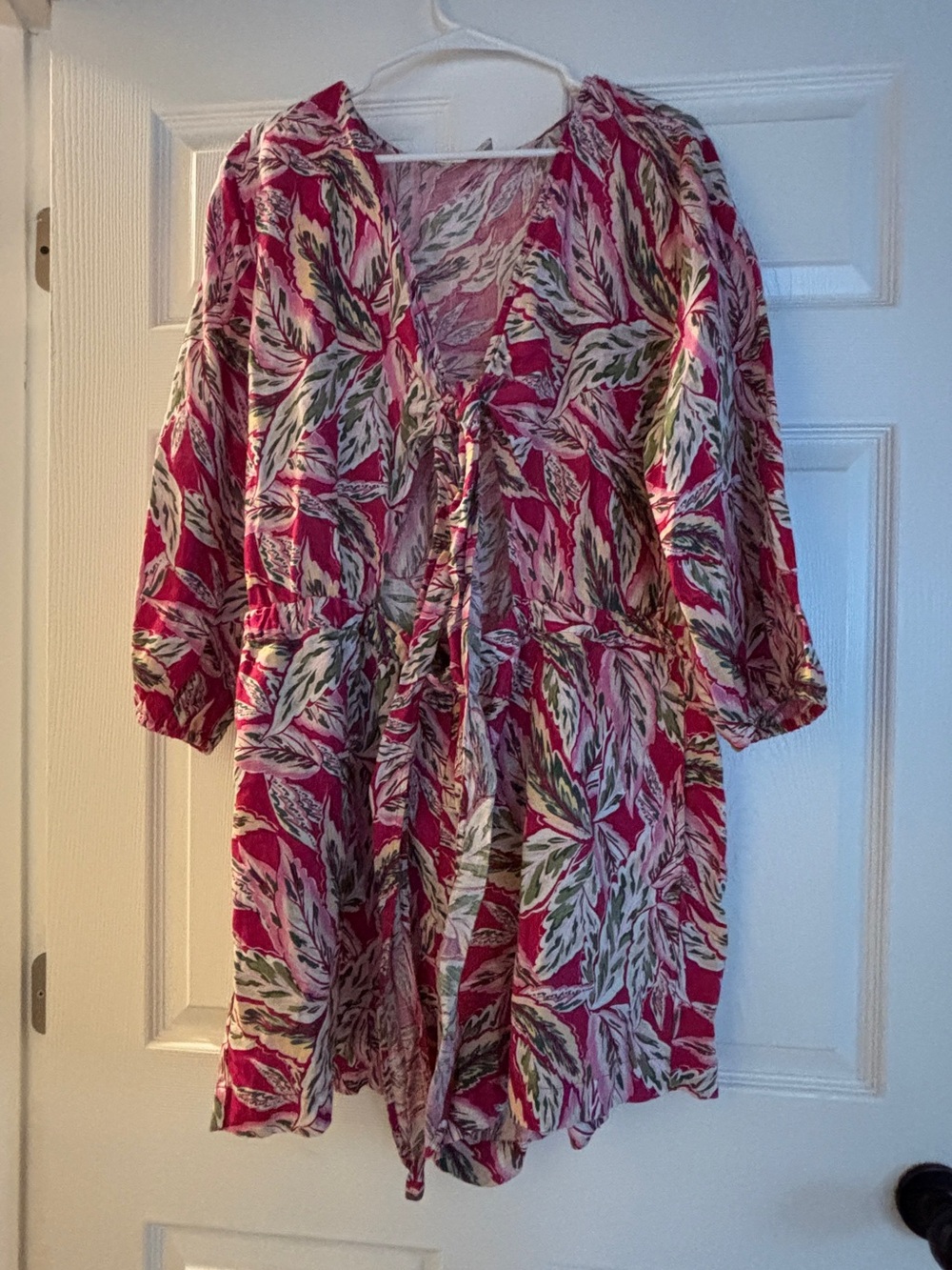LOFT Pink Floral Tie-Front Jumpsuit Romper